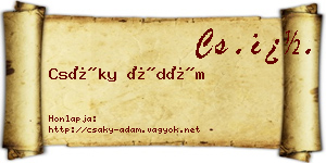 Csáky Ádám névjegykártya